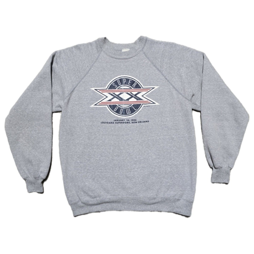 Rare Vintage‎ 1985 Super Bowl XX Sweatshirt Mens L Bears Pats NFL New Orleans